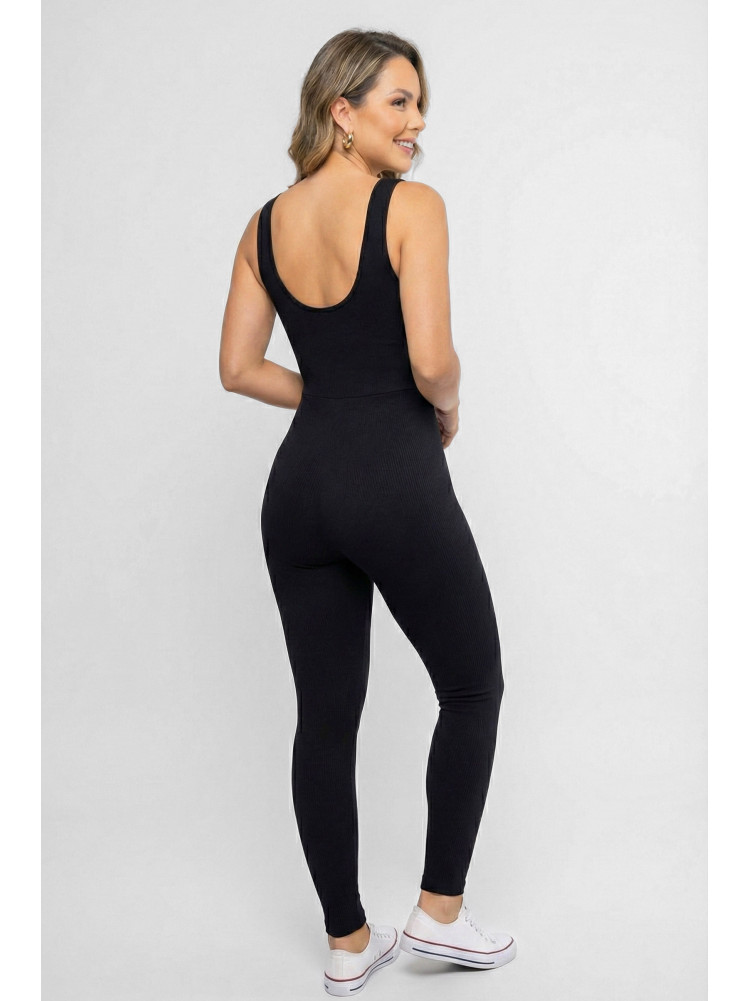 Комбинезон женский без рукавов черного цвета 6587 210204C