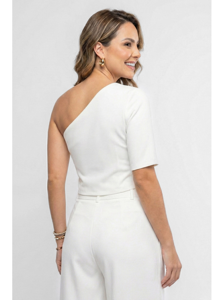 Блуза женская укороченная молочного цвета 210207C