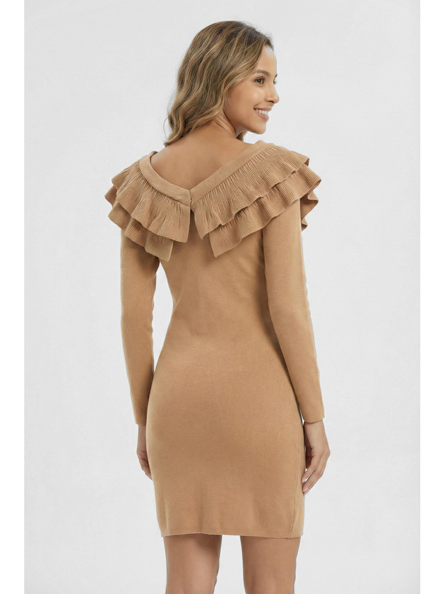 Платье женское с рюшами бежевого цвета 7088 210210C