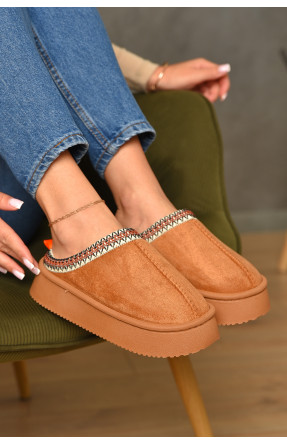 Домашние тапочки женские коричневого цвета Уценка WF6026 210217C