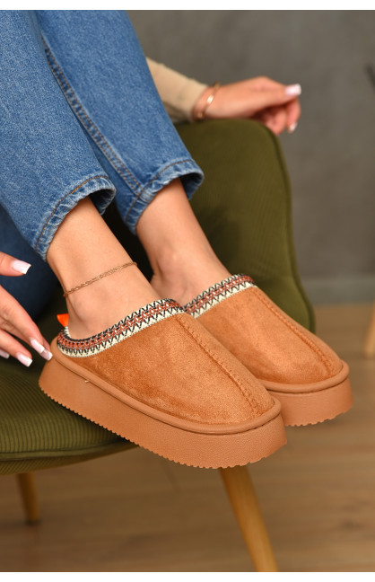 Домашние тапочки женские коричневого цвета Уценка WF6026 210217C Домашние тапочки женские коричневого цвета Уценка WF6026 210217C