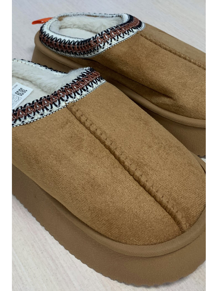 Домашние тапочки женские коричневого цвета Уценка WF6026 210217C
