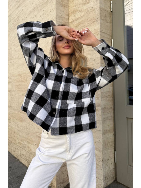 Рубашка женская байковая черного цвета с принтом 1043 210223C