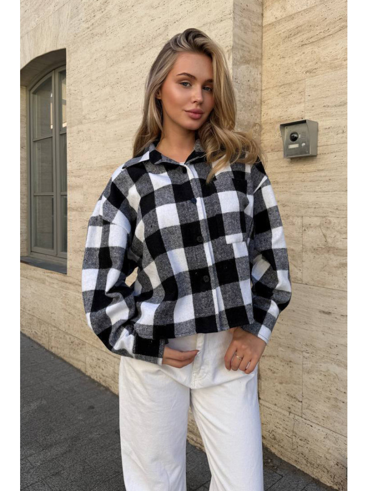 Рубашка женская байковая черного цвета с принтом 1043 210223C