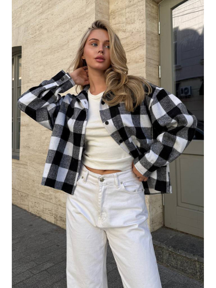 Рубашка женская байковая черного цвета с принтом 1043 210223C