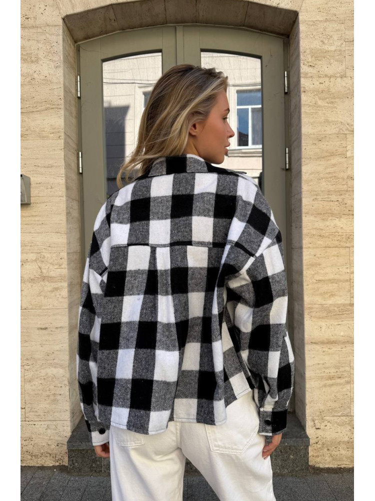 Рубашка женская байковая черного цвета с принтом 1043 210223C