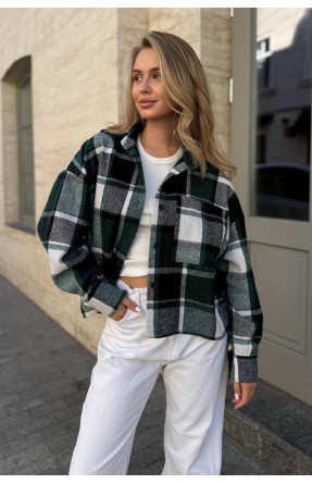 Рубашка женская байковая зеленого цвета с принтом 1043 210229C