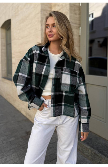 Рубашка женская байковая зеленого цвета с принтом 1043 210229C Рубашка женская байковая зеленого цвета с принтом 1043 210229C