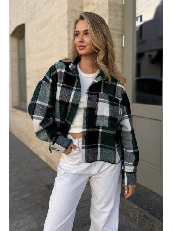 Рубашка женская байковая зеленого цвета с принтом 1043 210229C