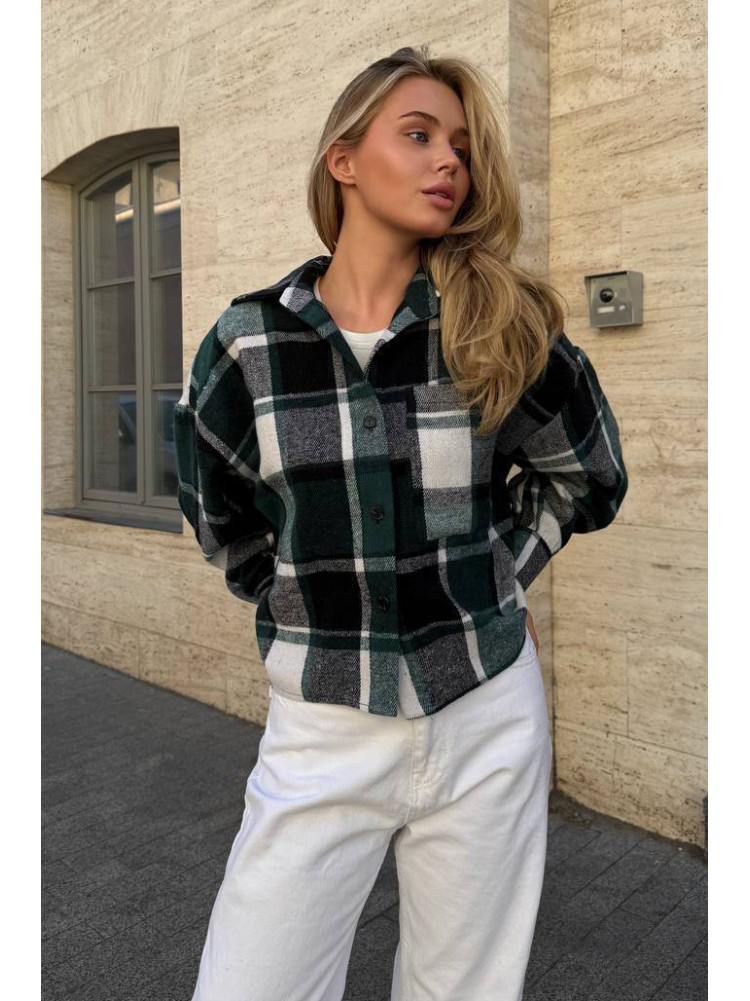 Рубашка женская байковая зеленого цвета с принтом 1043 210229C