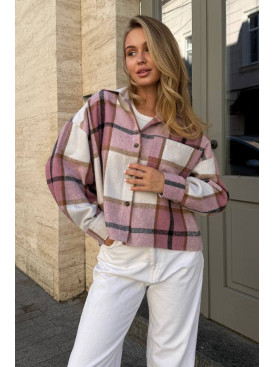 Сорочка жіноча байкова пудрового кольору з принтом 1043 210230C