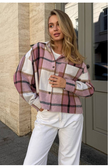 Рубашка женская байковая пудрового цвета с принтом 1043 210230C Рубашка женская байковая пудрового цвета с принтом 1043 210230C