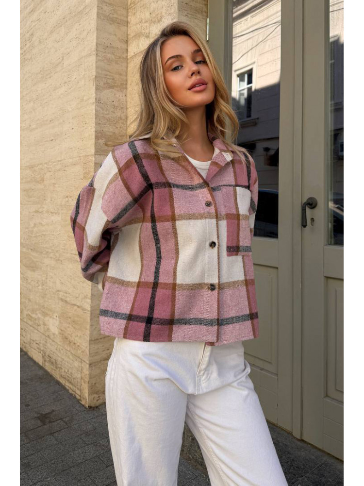 Рубашка женская байковая пудрового цвета с принтом 1043 210230C