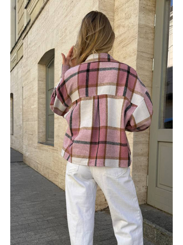 Рубашка женская байковая пудрового цвета с принтом 1043 210230C