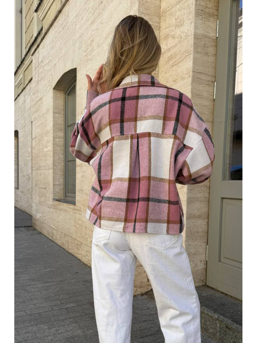 Рубашка женская байковая пудрового цвета с принтом 1043 210230C