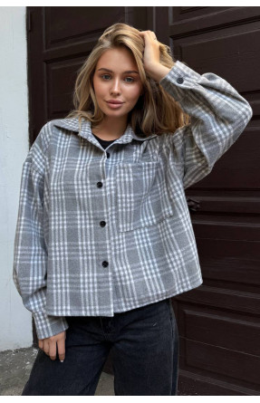 Рубашка женская байковая светло-серого цвета с принтом 1043 210233C