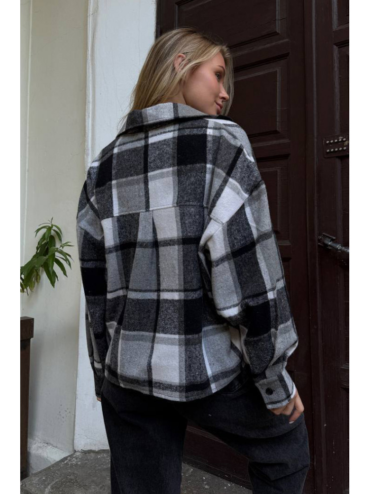 Рубашка женская байковая черно-серого цвета с принтом 1043 210234C