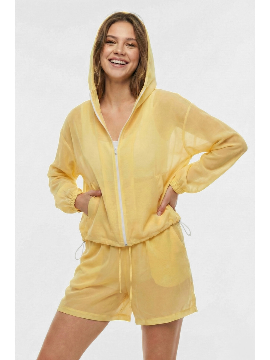 Спортивний костюм жіночий однотонний жовтого кольору 933 210240C