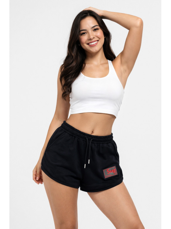 Шорты женские однотонные черного цвета 969 210243C