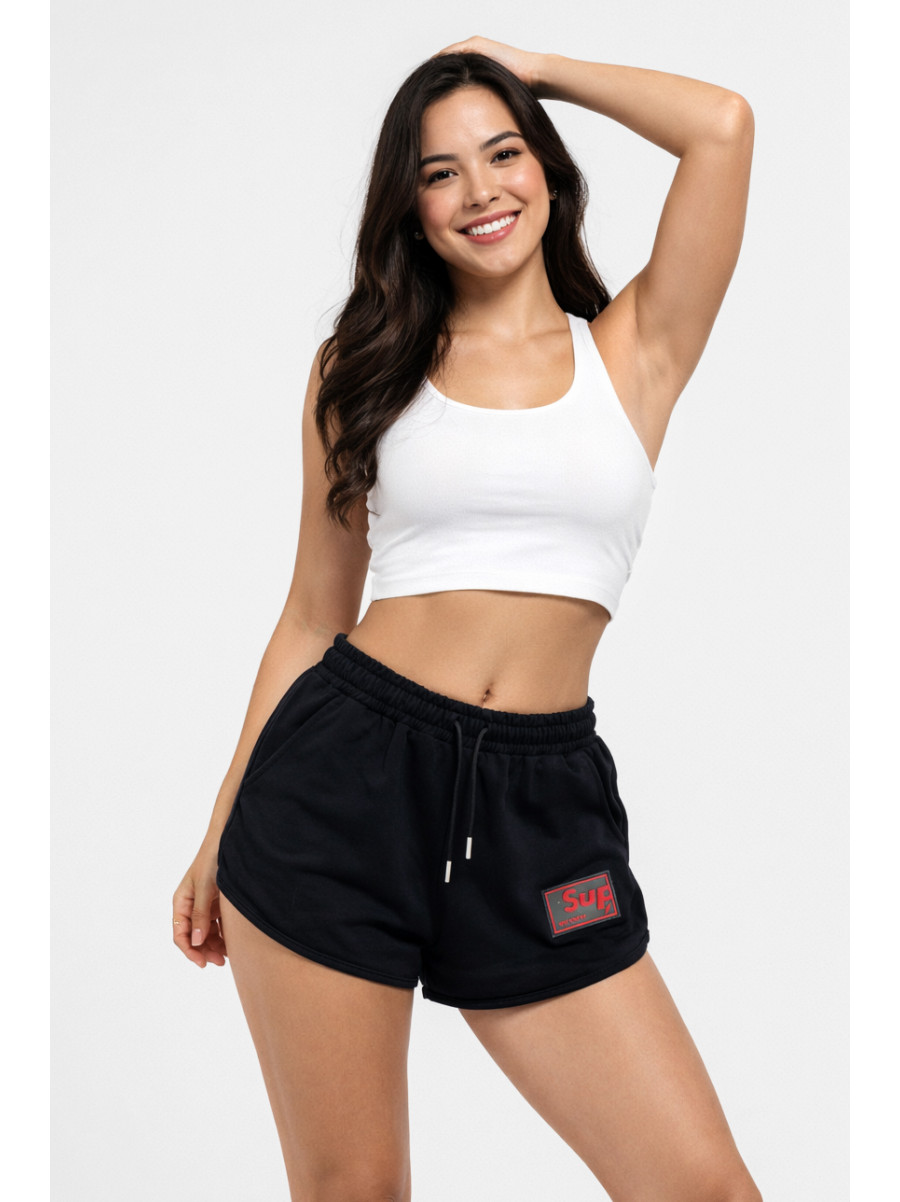 Шорты женские однотонные черного цвета 969 210243C