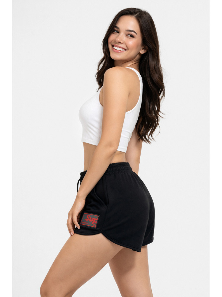 Шорты женские однотонные черного цвета 969 210243C