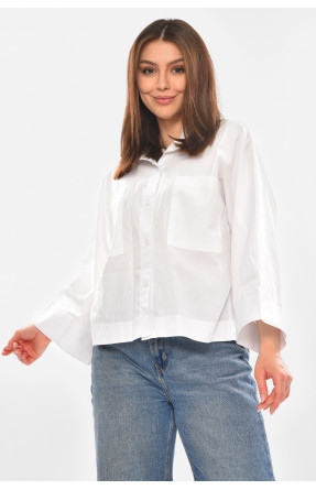 Рубашка женская однотонная белого цвета 884 210245C