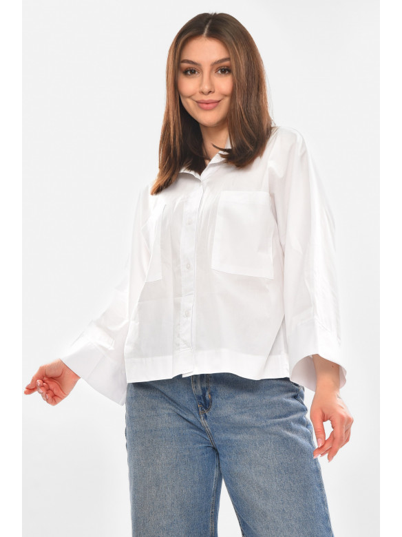 Рубашка женская однотонная белого цвета 884 210245C