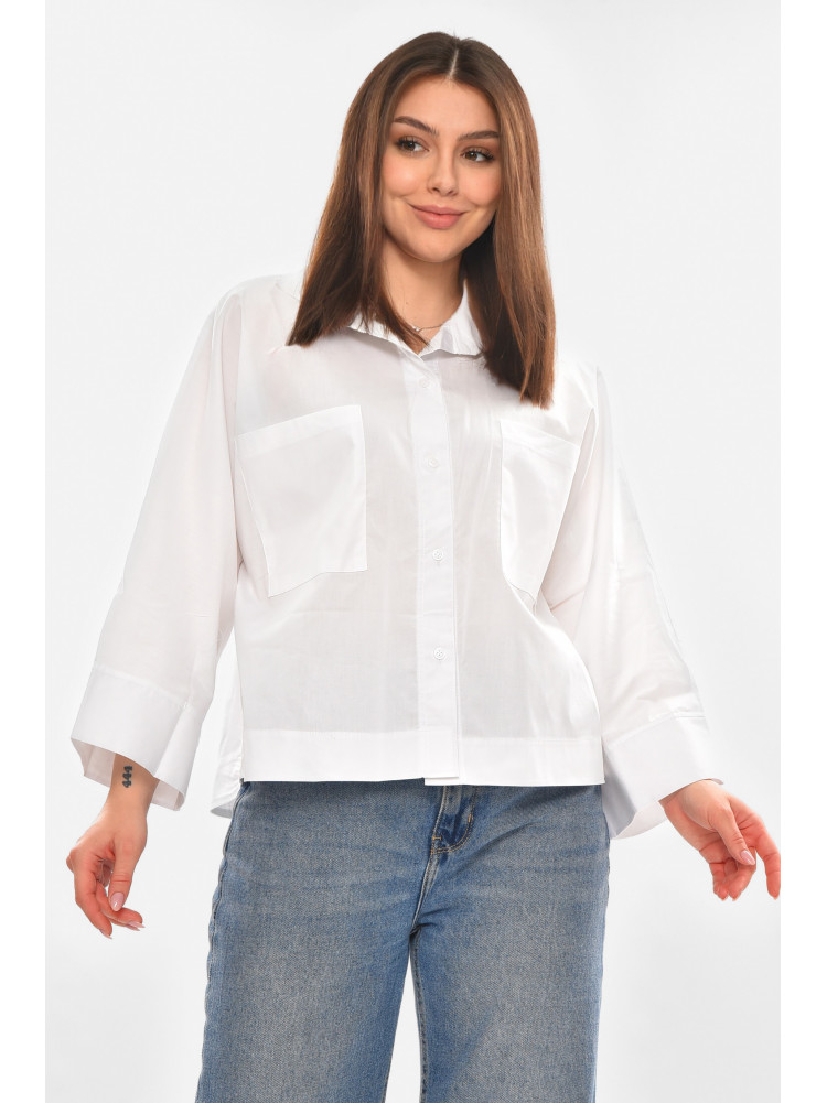 Рубашка женская однотонная белого цвета 884 210245C