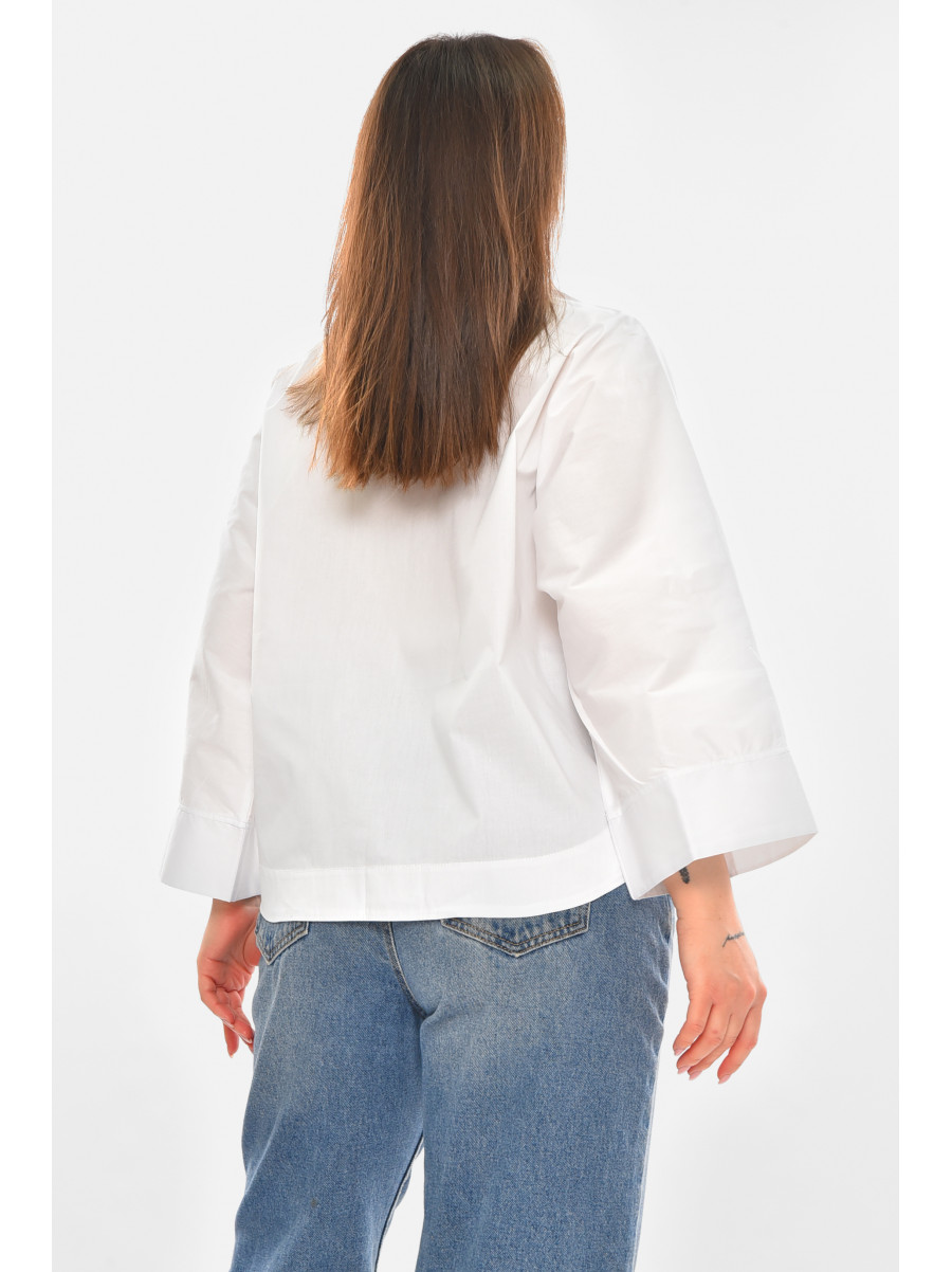 Рубашка женская однотонная белого цвета 884 210245C