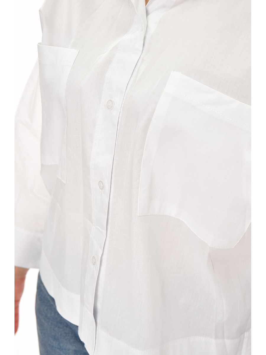 Рубашка женская однотонная белого цвета 884 210245C
