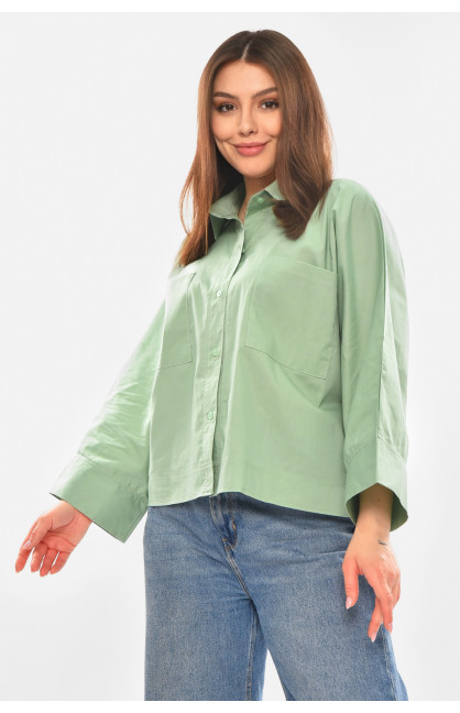 Рубашка женская однотонная мятного цвета 884 210246C Рубашка женская однотонная мятного цвета 884 210246C