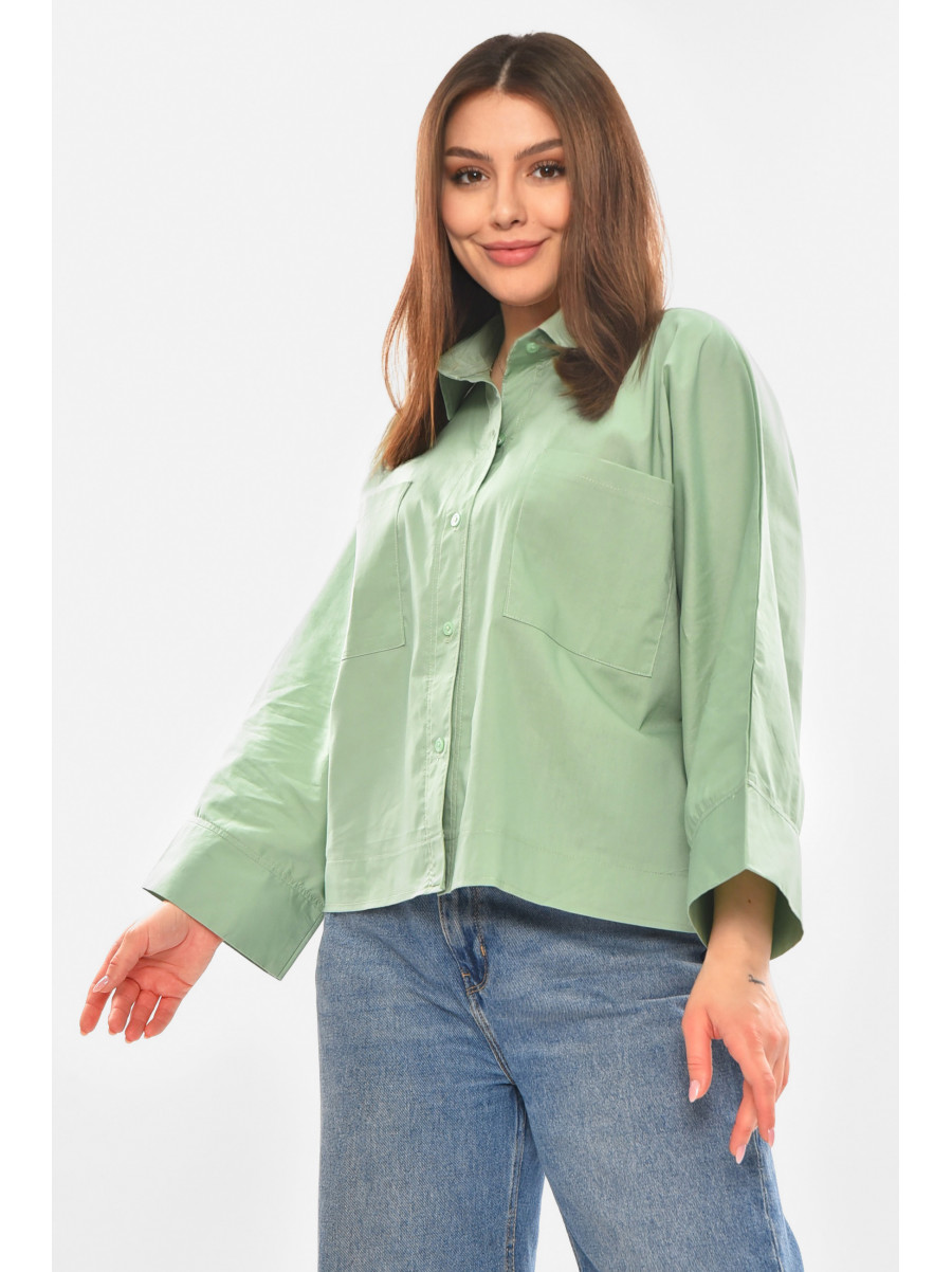 Рубашка женская однотонная мятного цвета 884 210246C