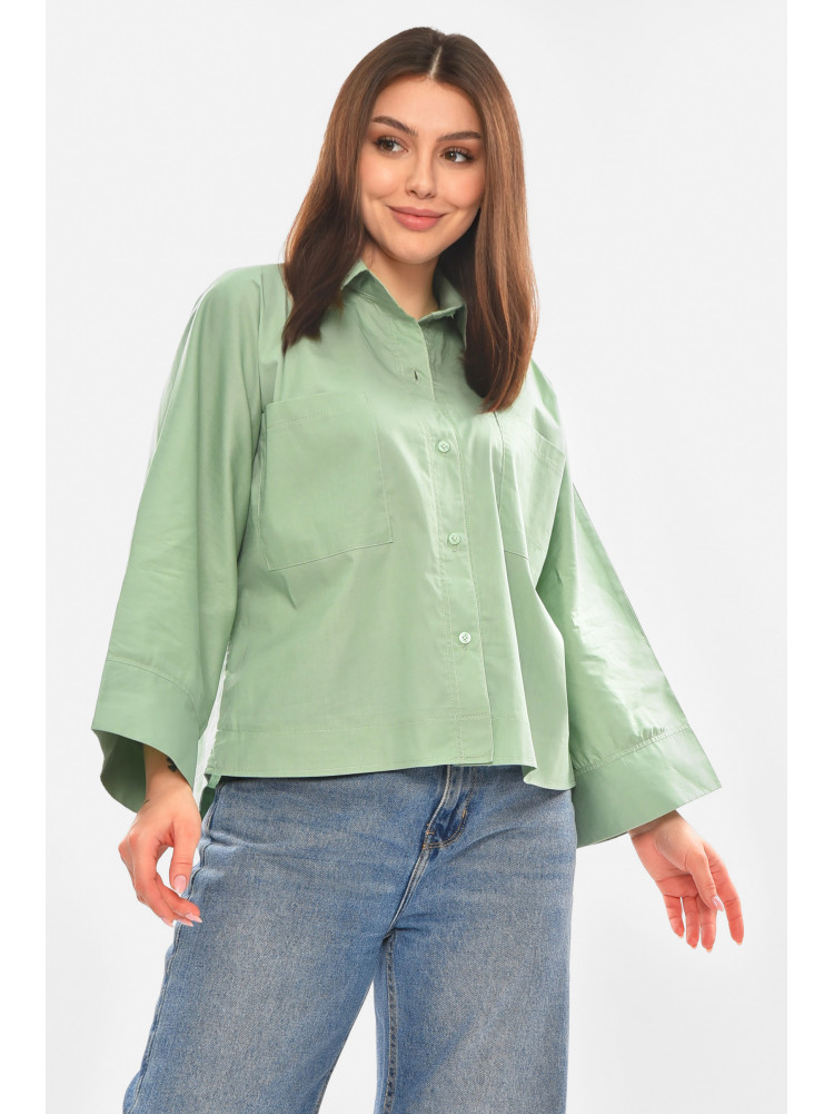 Рубашка женская однотонная мятного цвета 884 210246C