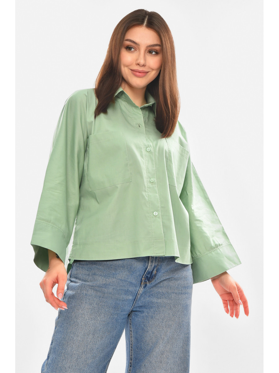 Рубашка женская однотонная мятного цвета 884 210246C