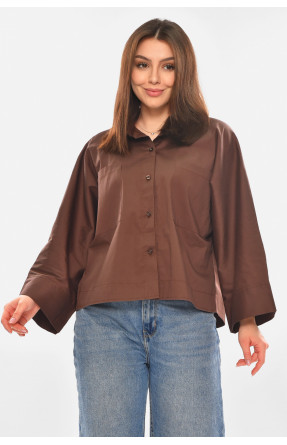 Рубашка женская однотонная шоколадного цвета 884 210247C