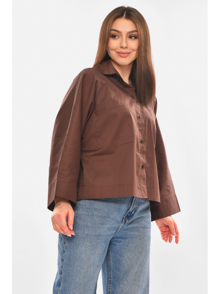 Рубашка женская однотонная шоколадного цвета 884 210247C