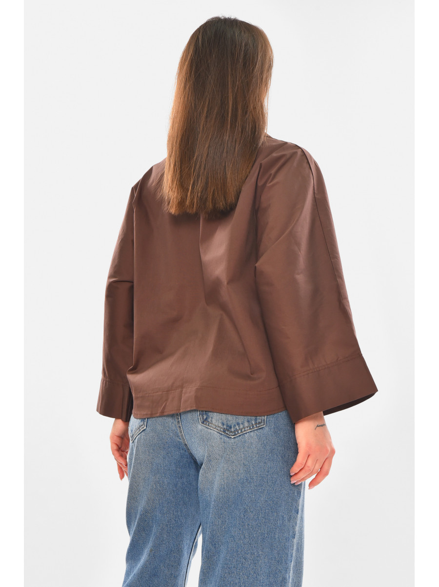 Рубашка женская однотонная шоколадного цвета 884 210247C