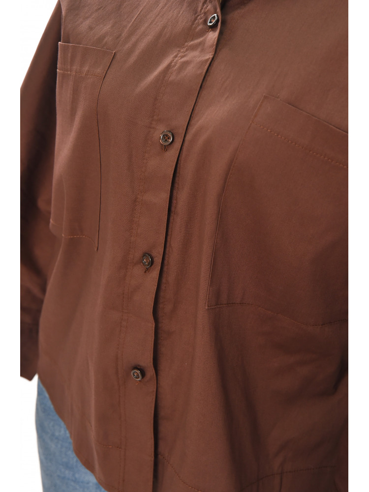 Рубашка женская однотонная шоколадного цвета 884 210247C