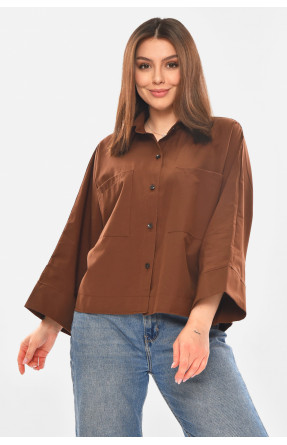 Рубашка женская однотонная коричневого цвета 884 210248C