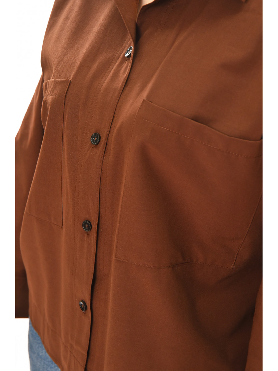 Рубашка женская однотонная коричневого цвета 884 210248C