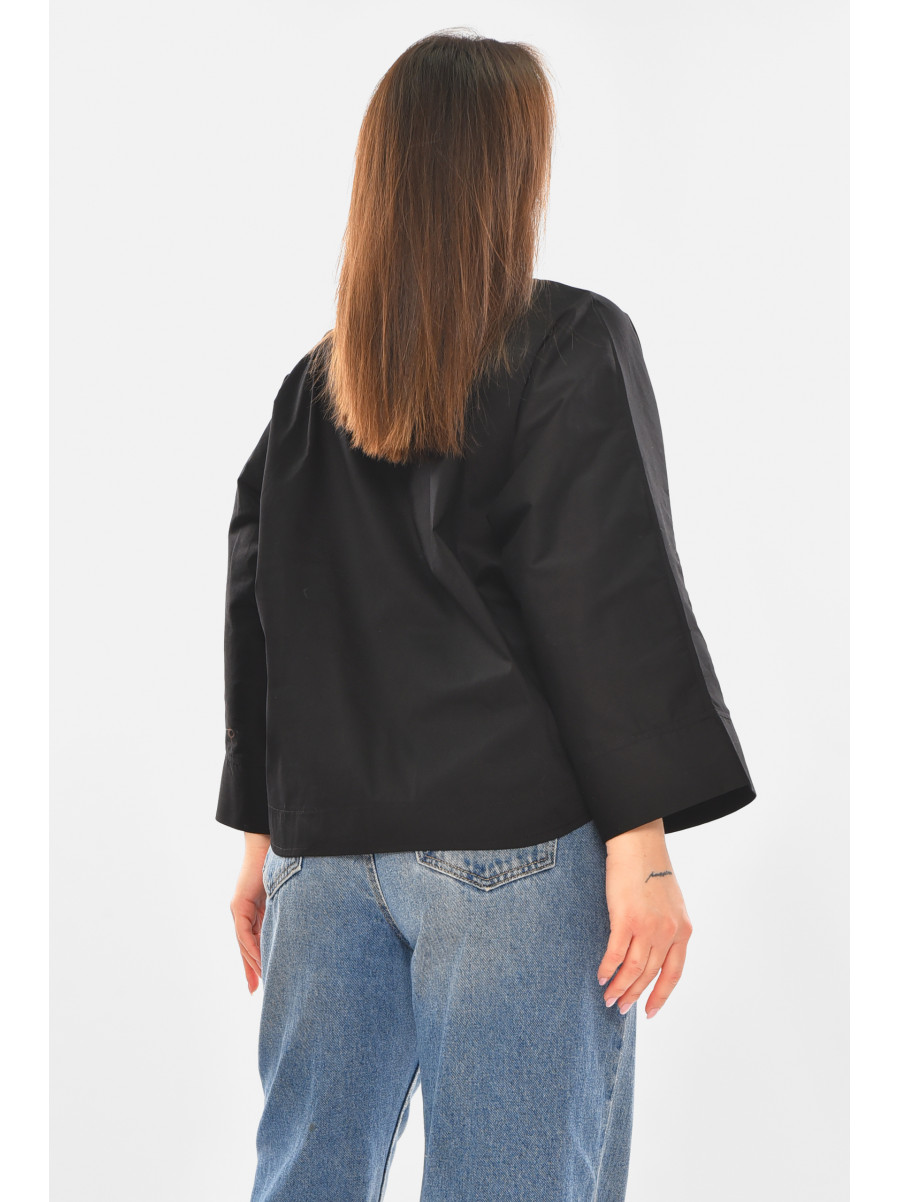 Рубашка женская однотонная черного цвета 884 210249C