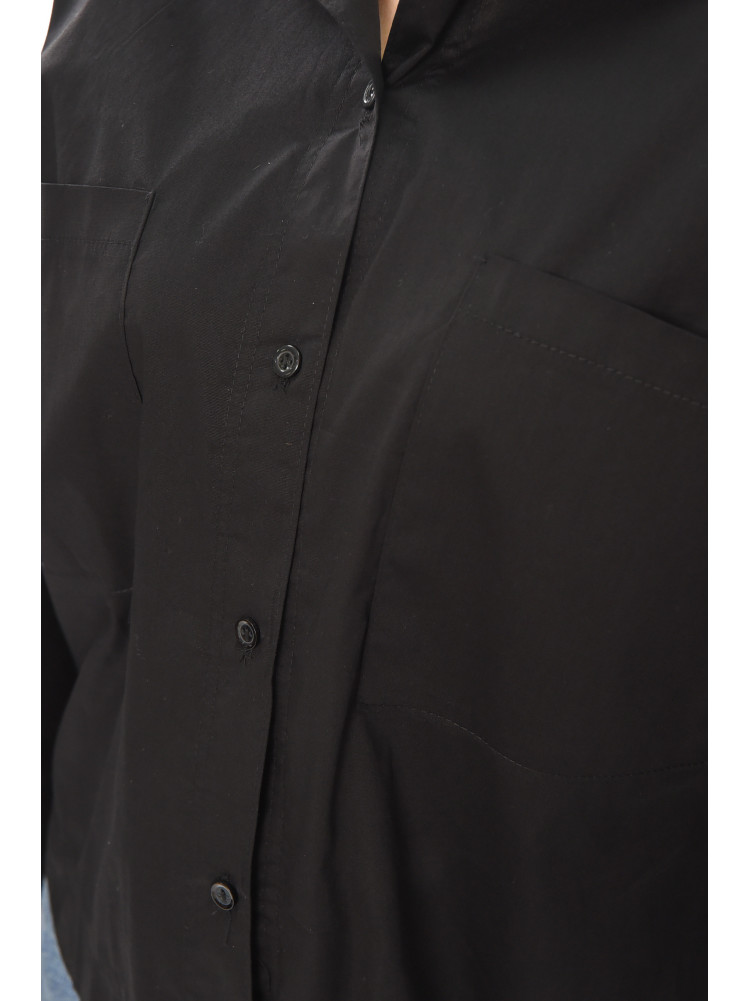 Рубашка женская однотонная черного цвета 884 210249C