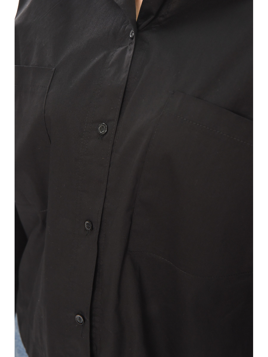 Рубашка женская однотонная черного цвета 884 210249C