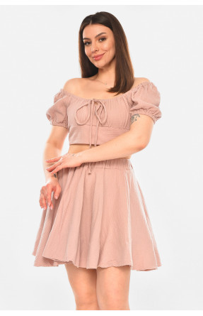 Костюм женский муслин однотонный пудрового цвета 6017 210262C