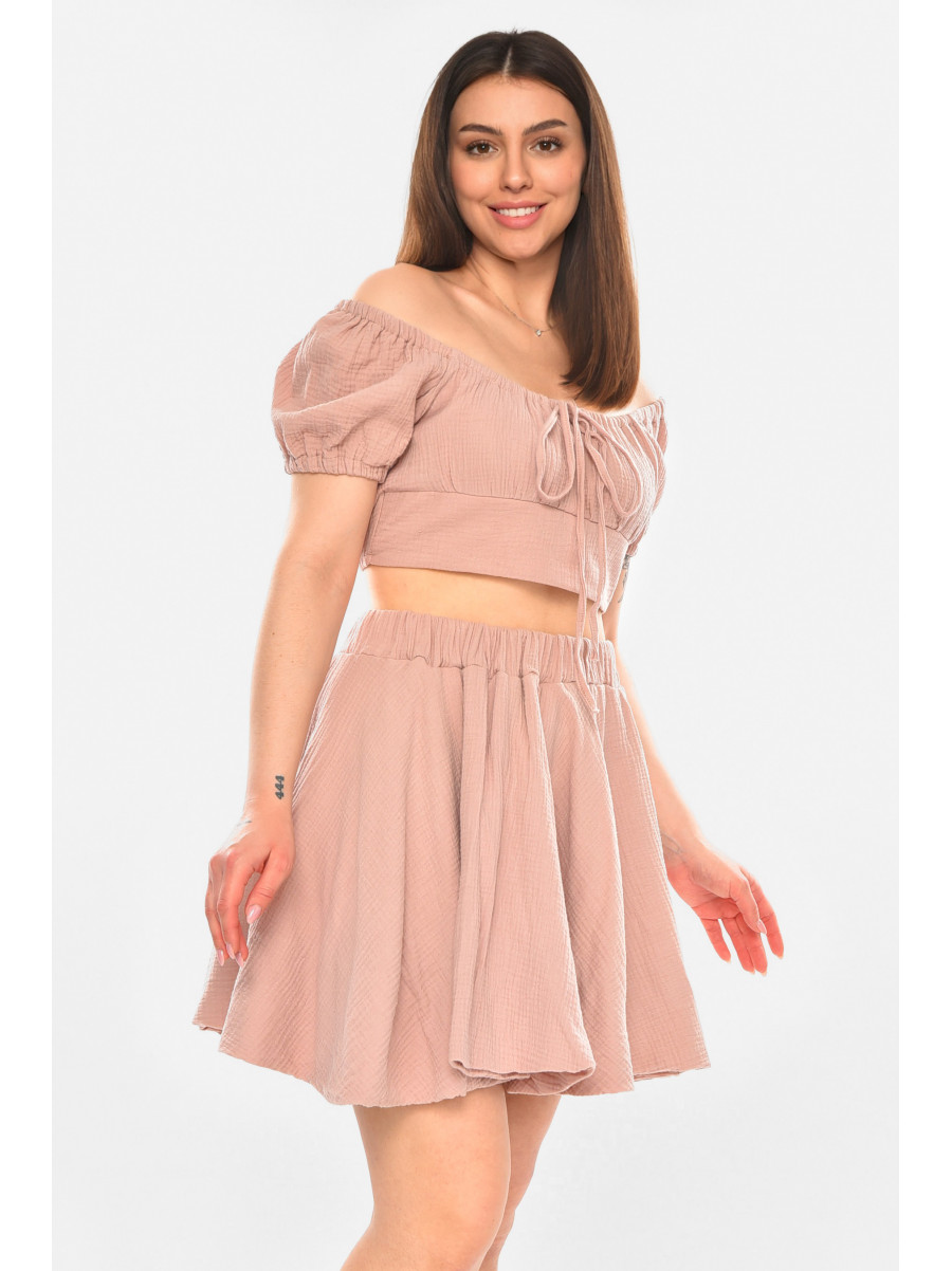 Костюм жіночий муслін однотонний пудрового кольору 6017 210262C