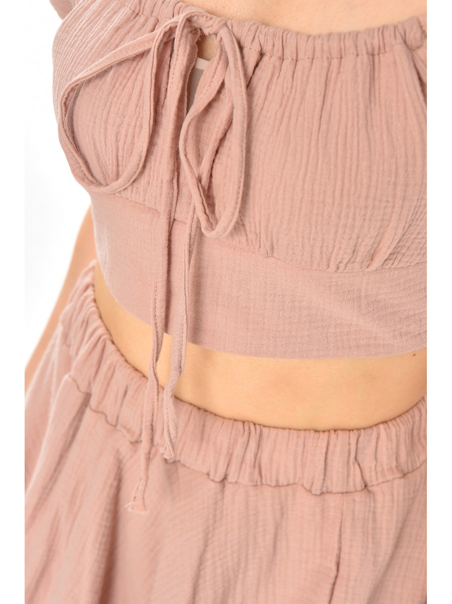 Костюм жіночий муслін однотонний пудрового кольору 6017 210262C