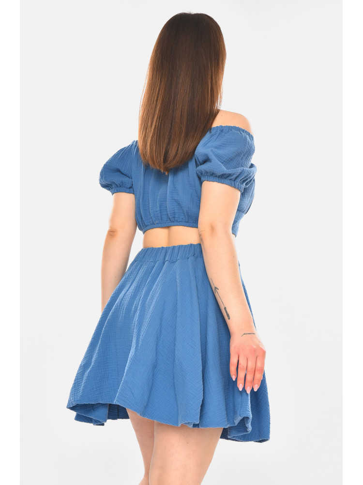 Костюм женский муслин однотонный тёмно-синего цвета 6020 210264C