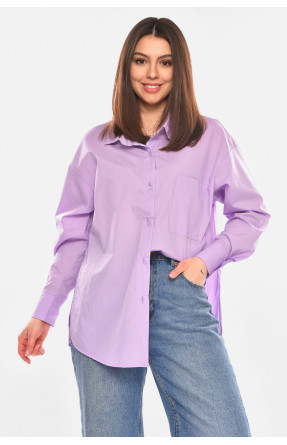Рубашка женская однотонная сиреневого цвета 6251 210268C