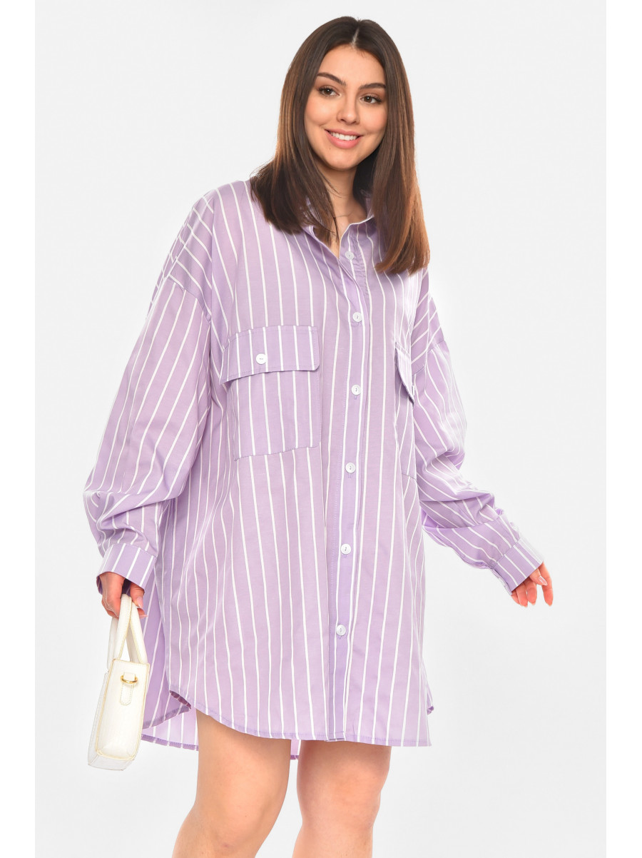 Сорочка жіноча напівбатальна лавандового кольору з принтом 6023 210269C