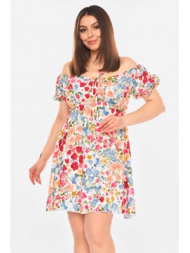 Платье женское белого цвета с цветочным принтом 6124 210270C Платье женское белого цвета с цветочным принтом 6124 210270C